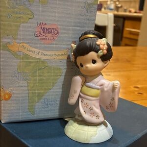Precious Moments Figurine in Cream and Pink Kimono